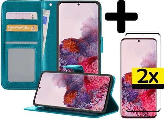 LUQ Book Case for Samsung Galaxy S20 - Turquoise - Includes 2x Screenprotector