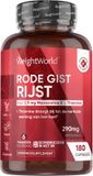Veganistische WeightWorld Rode Gist Rijst capsules - 2,9 mg Monacoline K - Met Q10 en Vitamine B1 (Thiamine) - 180 capsules voor 6 maanden