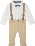 Vertbaudet ensemble 4 pièces body + nœud papillon + pantalon + bretelles