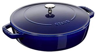 Staub Braadpan met chistera, geschikt voor inductie, gietijzer, donkerblauw, 24 cm, 1 stuk