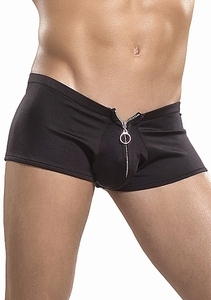 Male Power Zipper Short - Black