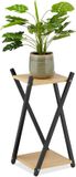 Merkloos Relaxdays Plantentafel - 2 Niveaus met Houtlook - Zwart/Lichtbruin