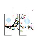 Homemania Wandafbeelding, boom 4-delig, kunst en graffiti, voor woonkamer, slaapkamer, meerkleurig, 76 x 0,3 x 50 cm, HM204PMDF204, MDF