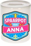 Bellatio Decorations Kinder spaarpot met naam - Anna - keramiek - met dop - wit