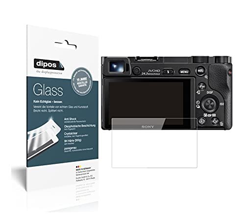 dipos I 2 x pantserfolie, helder, compatibel met Sony Alpha 6000, beschermfolie 9H displayfolie