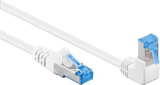 Goobay S/FTP CAT6a 10 Gigabit netwerkkabel haaks naar boven / recht / wit - LSZH - 3 meter