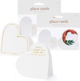 PartyDeco naamkaartjes/plaatskaartjes Hart - Bruiloft - wit/goud - 20 stuks