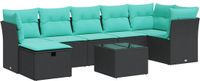 vidaXL 8-delige Loungeset met kussens poly rattan zwart