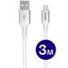 Buddi Flex | USB-A naar Lightning Kabel 12W Fast Charge | 480Mbps Dataoverdracht | Gevlochten Nylon | 3M | 3 Meter | Wit