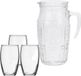 Bormioli Rocco Schenkkan/Waterkan van Glas 1,8 Liter met 6x Stuks Tumbler Waterglazen van 360 ml