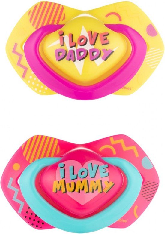 Canpol Babies Neon Love Fopspenen - 6-18 Maanden - 2 Stuks - Roze/Geel