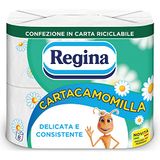 Regina Cartacamomilla Toiletpapier, 8 rollen toiletpapier, 300 pluizige vellen, 3-laags, zacht en consistent, verpakking van recyclebaar papier