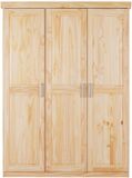 Interlink SAS 3 deurs kledingkast PELLE massief grenen naturel bruin hout klassiek 190x140x55cm