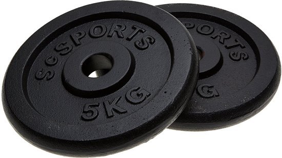 ScSports Halterschijven - 2x 5 kg - Ã˜ 30.5 mm - zwart gietijzer