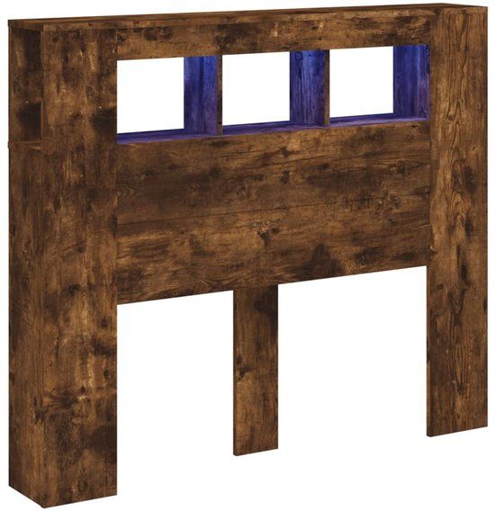 vidaXL Hoofdeinde met LED 120x18,5x103,5 cm bewerkt hout gerookt eiken