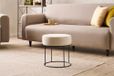 Atelier Del Sofa Stijlvolle crèmepoef met metalen benen, diameter 40 cm en hoogte | 50% katoen/50% polyester, gemakkelijk te reinigen stof, 32 DNS-schuim voor comfort | modern accent