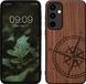 kwmobile telefoonhoesje geschikt voor Samsung Galaxy A55 5G - Houten Back Cover - Donkerbruin Vintage Kompas