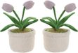 Item International ITEM Deurstopper tulpen in pot - 2x - paars - polyester - 14 x 14 x 30 cm