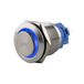 SeKi Roestvrij stalen drukknop Ø19mm tastend uitstekende kopvorm gekleurd verlichte LED-ring in blauw soldeerogen/platte stekker 0,5x2,8 aansluiting; belknop