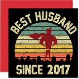 Candy Verjaardagskaart voor echtgenoot van vrouw - Beste echtgenoot sinds 2017 - I Love You Gifts, Gelukkige 6e huwelijksverjaardagskaarten voor partner, 145 mm x 145 mm wenskaarten voor zesde jubilea