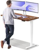 Desktronic HomePro Zit-sta Bureau Elektrisch In Hoogte Verstelbaar, 140x70 cm Massief Notenhout/Wit, Stille Dubbele Motor, Hoogte 62-126cm