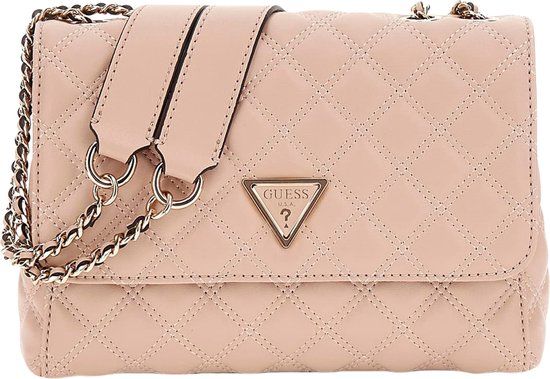 GUESS Giully Two Compartment Convertible Flap Crossbody Bag - Light Beige