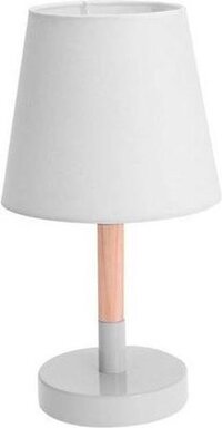 Witte tafellamp/schemerlamp hout/metaal 23 cm - Woondecoratie lamp op metalen voet wit