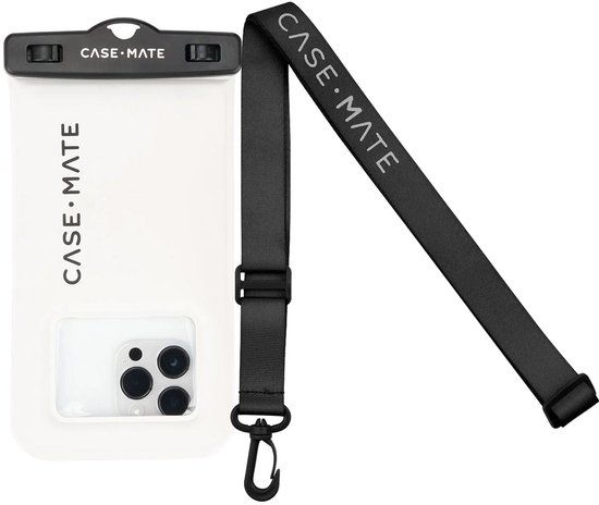 Case-Mate, IP68 Waterdichte Drijvende Telefoonhoes met Koord, Wit/Zwart