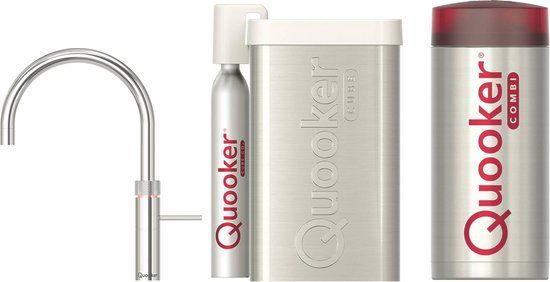 Quooker Fusion Round 5-in-1 kokend water kraan Chroom - COMBI+ boiler en CUBE reservoir