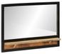 Miroir mural en verre avec étagère en bois de manguier pour accessoires de salle de bain