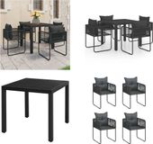 vidaXL 5-delige Tuinset PVC-rattan Zwart