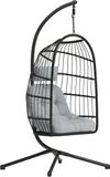 Outsunny Rattan Schommelstoel-Metaal, PE-Rattan-101L x 105B x 196H cm-Lichtgrijs