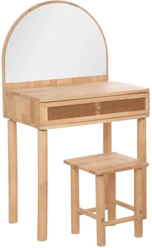 Atmosphera Kaptafel voor kinderen - hout - naturel - 55 x 36 x 100 cm - met krukje