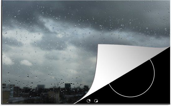 KitchenYeah® Inductie beschermer 77x51 cm - Raam met regendruppels in Londen - Inductie kookplaat accessoire