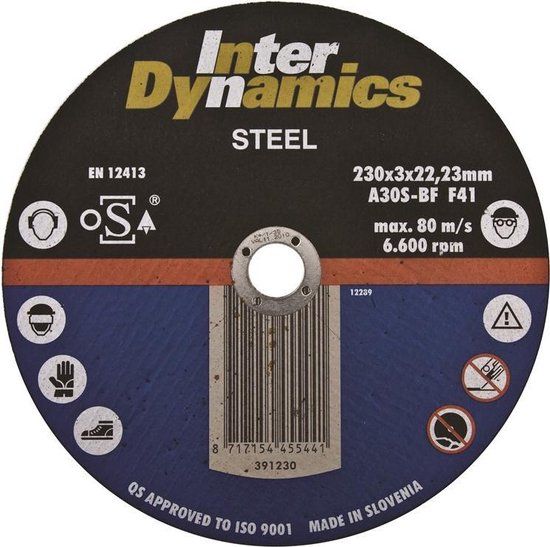 InterDynamics 391180 Diamantdoorslijpschijf - 180 x 22,23 x 3mm - Metaal