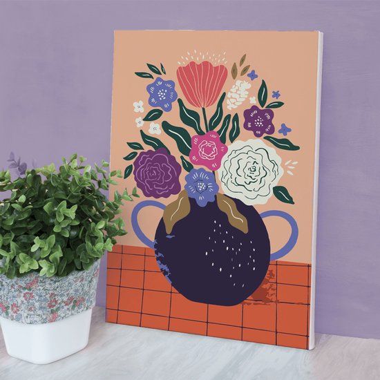 Graine Créative Schilderen op nummer BOUQUET - Canvas 20 x 30 cm