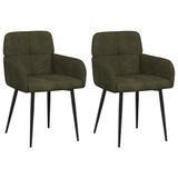 vidaXL Eettafelstoelen 2 pcs Nep Suede Leer Legergroen