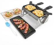 Merkloos Draagbare Raclette-Grill voor 2 Personen met Spatels