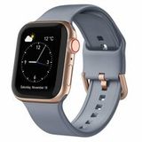 By Qubix Qubix - Soft siliconen bandje met gespsluiting - Blauwgrijs - Geschikt voor Apple Watch 44mm / 45mm / 46mm / 49mm