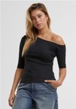 Urban Classics Organic Asymmetric Rib Top Dames Zwart L