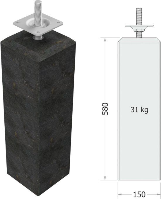 Intergard Betonpoer hoog model 600x150x150mm