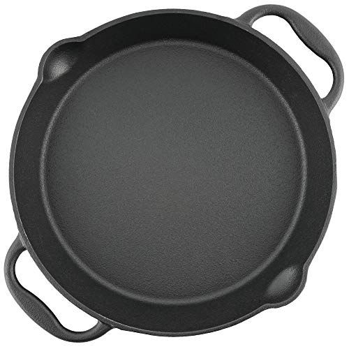 bbq-toro Gietijzeren grillpan, gietijzeren pan met twee handgrepen en twee schenktuiten, serveerpan, pan (Ø 25 cm)