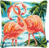 Vervaco Kruissteekkussen kit - Flamingo's - 40 x 40 cm