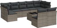 vidaXL 10-delige Loungeset met Kussens Poly Rattan Grijs