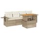 vidaXL 5-delige Loungeset met Kussens, Poly Rattan, Beige