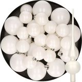 Decoris Kaemingk B.V. Kerstversiering kunststof kerstballen winter wit 6-8-10 cm pakket van 45x stuks - Met glazen mat piek van 26 cm