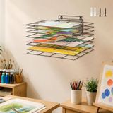 Lzttyee Art Droogrek voor klaslokaal verf droogrek kleine kunst droogrek muur kunst opbergrek met 8 verwijderbare planken voor klaslokalen en kunststudio's (8 planken)