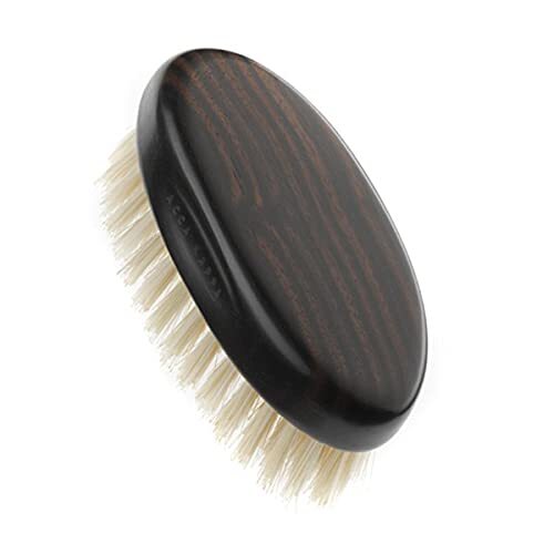 Acca Kappa Military Style Hairbrush - Ebony Wood - White Natural Bristles - Travel