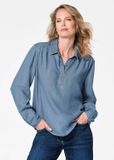 Goldner Overhemdblouse Denimblouse met open overhemdkraag