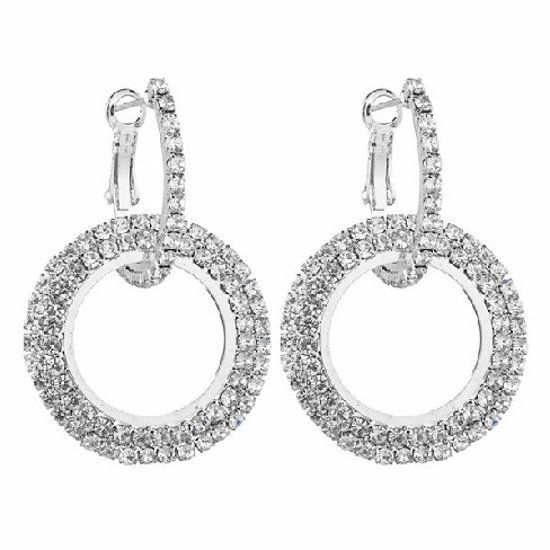 Fako Bijoux Oorbellen Oorringen Strass 27mm Zilverkleurig